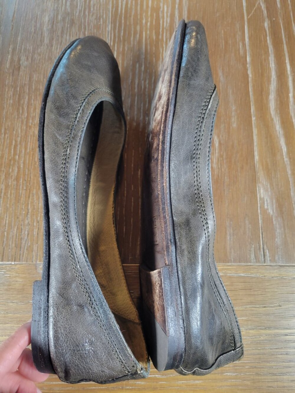 Frye Charcoal Gray Leather Ballet Flats Women's 8.5 B Round Toe Slip On - Picture 7 of 15